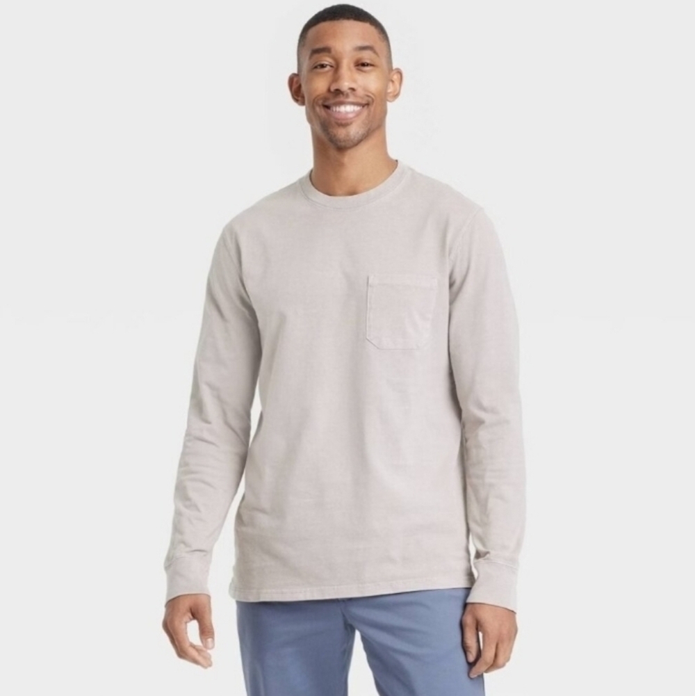 Goodfellow & Co Men's Crewneck Long Sleeve T-Shirt, Taupe